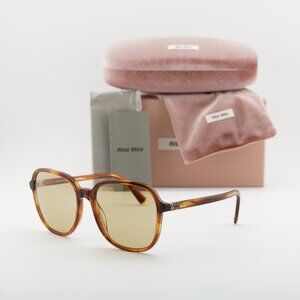 Miu Miu MUB01S 26E10R Square Sunglasses – Havana/Yellow